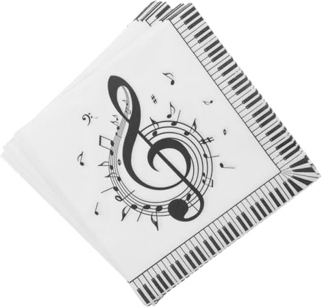 OUNONA 20 Stück Quadratische Musiknoten Servietten Einweg Partyservietten für Musik Motto Vielseitig für Tischdekoration und Schnelle Reinigung