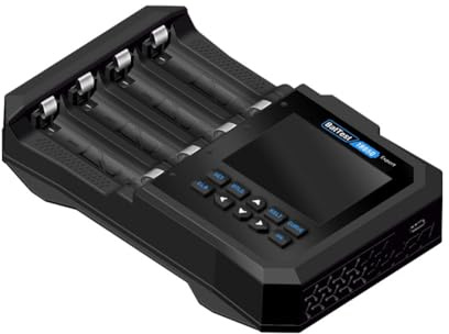 Agwuoetr 18650 Li-Ion Battery Charger Battery Tester 4-Slot Smart Fast Charging Capacity Tester Supports Bluetooth UK Plug