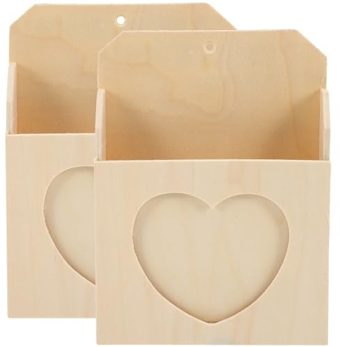 Operitacx 2 Stück Leere Holz Aufbewahrungsboxen zum Bemalen Kinderfreundliche Selbstgemacht Bastelbox mit Cartoon Motiven Naturbelassen Handgefertigt Kreative Aufbewahrung