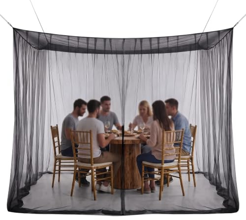 Sifxouped Moustiquaire XXL pour jardin, camping, 3 x 3 x 2,5 m, grande protection complète, filet anti-insectes, 220 mailles, pour terrasse, extérieur, lit double, légère et portable, noire