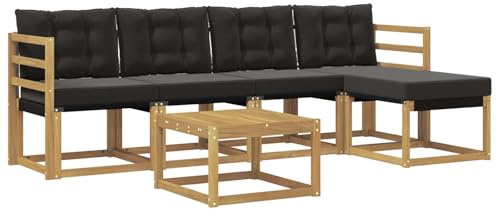 vidaXL Outdoor-Sofagarnitur mit Kissen 6 pcs Weiß und Schwarz, Gartenmöbel, modernes Outdoor-Sofa, modulare Sitzgruppe für Terrasse und Lounge, langlebig und bequem