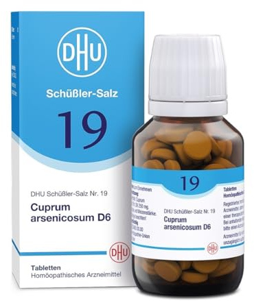 DHU Schüßler-Salz Nr. 19 Cuprum arsenicosum D6, 200 St. Tabletten | Das Mineralsalz der Muskeln und Nerven – das Original – umweltfreundlich im Arzneiglas