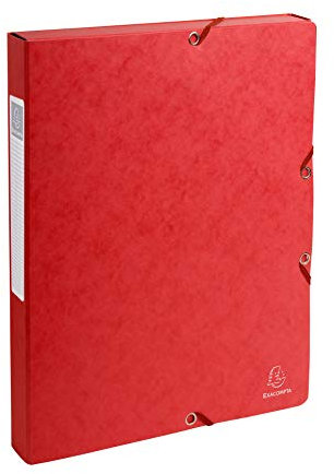 Exacompta 50305E 8er Pack Premium Sammelboxen Aufgebaut mit Gummizug 25 mm breit aus extra starkem Colorspan-Karton mit Rückenschild für DIN A4 Archivbox Heftbox Dokumentenbox Sammelmappe rot