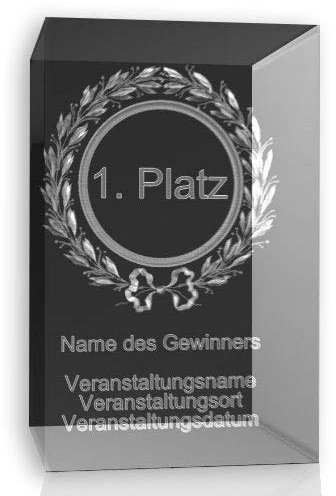 VIP-lASER cube de cristal avec gravure 3D en forme de couronne de laurier imprimés verre coupe 1er place de votre choix dans le verre, pour toujours personnaliser! de coupe/trophée pour tous les radiodiffuseurs ou de le préciser.