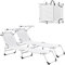 casa.pro 2er Set Sonnenliege 'Lomeda' mit Sonnendach Gartenliege 187x53x27cm Liege Weiß
