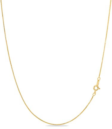 KEZEF 18k Gold über Sterling Silber 1mm Box-Kette Halskette, 18k vergoldet Halskette für Frauen und Männer, 15 Zoll