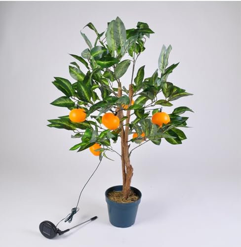 BURI LED Solar Mandarinen-Baum 90cm Orangen Bäumchen Obstbaum Kunstpflanze Gartendeko