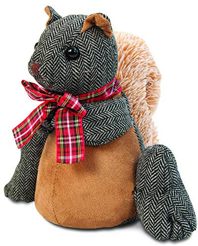 iN Home Fabric Animal Door Stop - Novelty Weighted Door Wedge - Cute & Quirky Heavy Filled Door Holder for Home, Office, Kitchen and More (Squirrel)