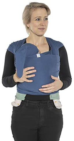 SCHMUSEWOLKE Flexi Erstlingstuch - Baby Tragetuch für Neugeborene und Babys - aus Baumwolle - bis 8 kg - Mid Blue