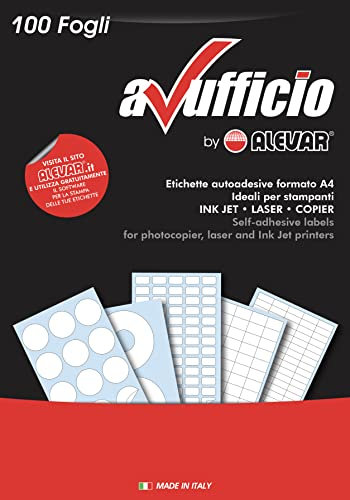 Alevar 2400 Etichette Adesive Rotonde, Formato Diametro 40 mm, 24 Etichette Bianche per Foglio, Confezione da 100 Fogli A4
