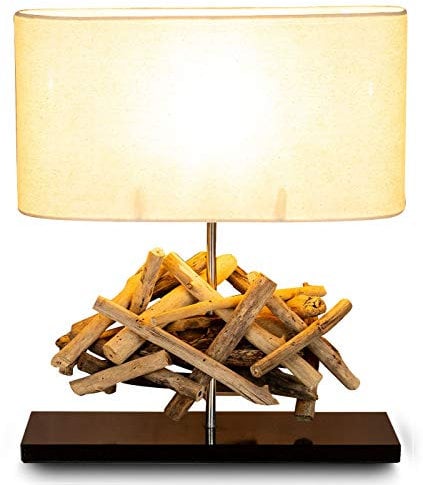 Tischlampe Höhe 42cm Treibholz Teakholz Tischleuchte Holz Lampe Leuchte Naturholz Unikat Tischdeko Holzdeko Treibholzlampe