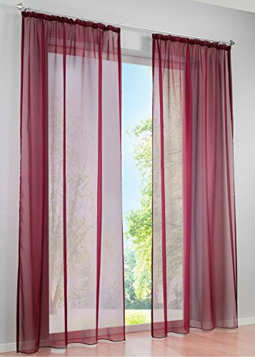 LiYa 1 Stück Gardine mit Kräuselband Vorhang Transparent Voile Gardinen (BxH 140x245cm, Weinrot)
