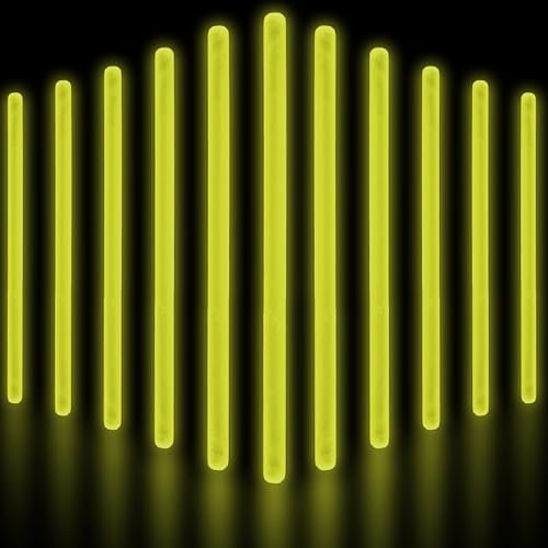 Glow Fever Jumbo-Leuchtstäbe, leuchten im Dunkeln, 50 Karat, 25,4 cm, für Partys, Festivals, Raves, Geburtstag, Hochzeit, Gelb