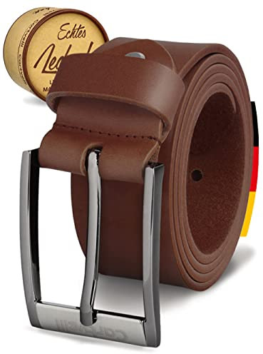 Cartvelli Business Ledergürtel Herren braun cognac 80cm Made in Germany Echt Leder Herrengürtel Anzug Gürtel Männer Jeans chino pants Vollleder Businessgürtel nickelfrei A19b-80