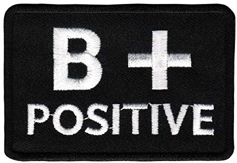 Blutgruppe B + Positiv Aufnäher Bügelbild Patch Größe 7,5 x 5,0 cm