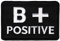 Blutgruppe B + Positiv Aufnäher Bügelbild Patch Größe 7,5 x 5,0 cm