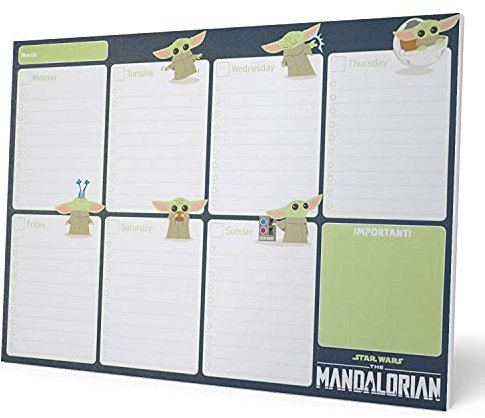 Grupo Erik Wochenplaner Block A4 Kalender Planer Star Wars -Tischplaner - Tischkalender ohne Datum The Mandalorian Grogu Baby Yoda - Schreibtischunterlage Papier, Blau, A5