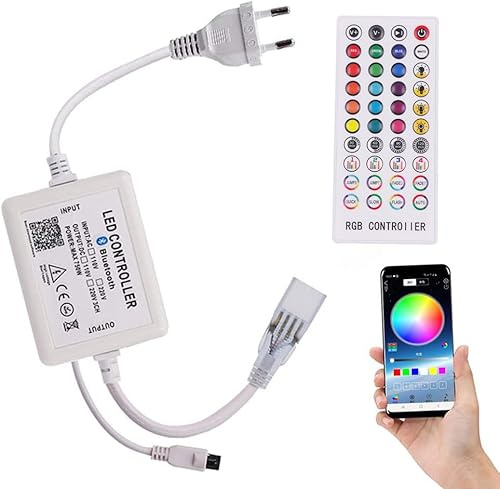 XUNATA RGB LED Bluetooth Streifen Controller, 220V-240V 750W 44 Tasten Remote Control Fernbedienung