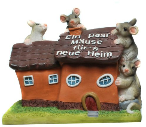 Wurm KG wunderschöne Spardose,Spardose,Sparschwein,Einweihungsgeschenk Haus mit Mäusen EIN Paar Mäuse für's Neue Heim mit Pfropfen