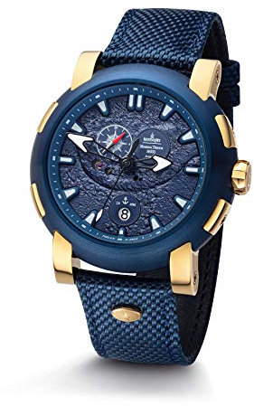 Kronsegler Mariana Trench Herren Armbanduhr Automatik wasserdicht Gold-Blau