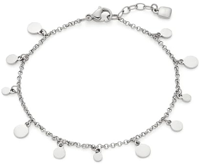 JEWELS BY LEONARDO Armband Ciao Rica • Arm-Kette aus silberfarbenem Edelstahl • zartes Erbs-Kettchen mit verschieden großen Plättchen-Anhängern • 17-19 cm Länge • Schmuck Geschenk Frauen • 021461