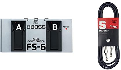 Boss conmutador de pedal doble fs-6 + Stagg sac3ps dl cable para instrumentos (simétrico, 3 m) color negro