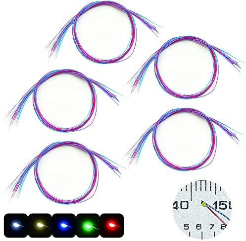 ZZHOB 50 vorverdrahtete Micro-LEDs, vorgelötet, 0402 SMD-LEDs mit Montagezubehör für Anfänger, Modellbau (mehrfarbig (5 Farben), 50 Stück