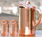 Handgefertigter Krug aus reinem Kupfer, 2 Liter mit Kupferglas, 300 ml, indischer Yoga, Ayurveda, für gute gesundheitliche Vorteile (1 Krug & 2 Glas, braun)