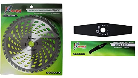 Kawapower KW00541 Disco Cuchilla de Widia Pro con 40 Puntas para desbrozadora + KW079 Disco Cuchilla de 2 Puntas 310X3.0 para desbrozadora