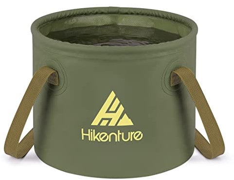 HIKENTURE Outdoor Faltschüssel 10L/15L/20L, Faltbarer Eimer Camping, Falteimer aus Langlebigem Planen Gewebe, Als Waschschüssel, Spülschüssel, Spülwanne, Angel Eimer für Spülen (20L, Army green)-B2