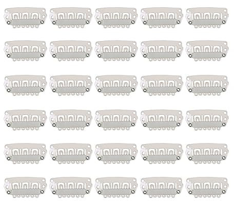30 Stück Haarverlängerung Clips für Perücken Haar Extensions Klips 28mm U-Form Snap on Wig Clips mit Silikon Rückseite (Blond)