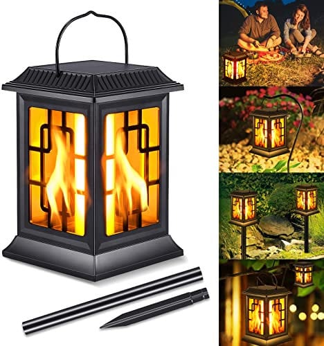 Viitech Solarleuchten Garten Außen, IP65 Wasserdicht Solar Flammenlicht mit Realistischer Flammen Lichteffekt, Solarlampen für außen mit Automatische EIN/Aus und 2 Lichtmodi für Garten Hof Balkon