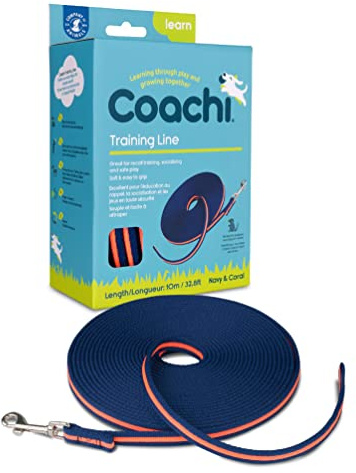 Coachi 10m Dog Training Line | Distance Recall & Safe Outdoor Exploration | Long Dog Lead for Recall Training & Off-Lead Preparation | Soft Padded Webbing | Lightweight Long Line for Dogs