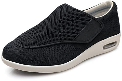 STUNAHOME Extra Wide Width Shoes Women Men Orthopedic Diabetic Shoes with Memory Foam Adjustable Walking Shoes for Elderly Arthritis Edema Swollen Feet Thumb Valgus Black