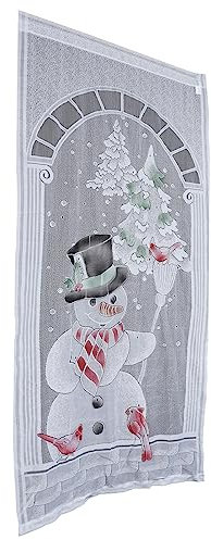 Uonlytech 5 Sätze Weihnachten Leuchtende Vorhänge Badezimmervorhang Aus Stoff Feenhaftes Kupferlicht Beleuchteter Weihnachtsvorhang Winterspitze Fenster Weiß Stechpalmenblätter Polyester