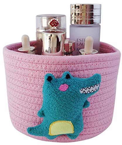 Cestas almacenaje, Cesta de almacenamiento de cuerda de algodón, Cestas organizadoras,Almacenaje Juguetes para Organización y Almacenaje Para Dormitorio,Maquillaje (Pink)