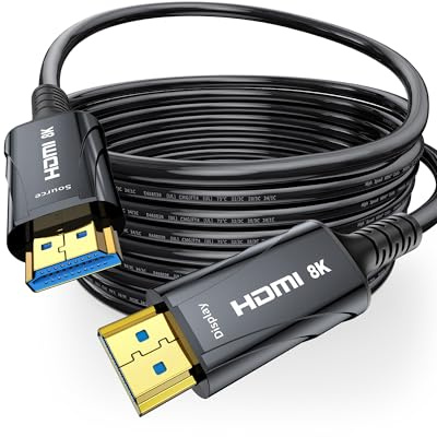 Cratree 8K Fiber Optic HDMI Cable Long 50FT CL2 in Wall - 48Gbps High-Speed 8K 60Hz,4K120Hz,HDCP 2.2&2.3, HDR10 - HDMI Cord Compatible with HDTV,Monitor,Projector