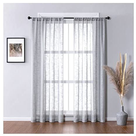 AMDXD Sheer Drapes, Living Room Drapes Gray Stripes Polyester 2 Panels Curtains for Bedroom Elegant 52X108Inch(132X274CM)
