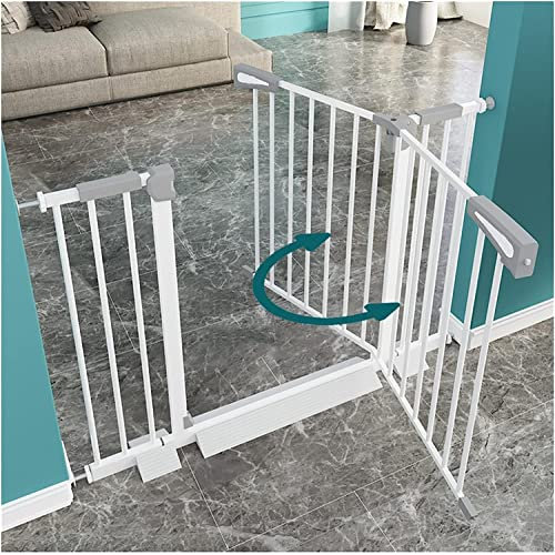 Samnuerly Treppenschutzgitter für Hunde,180° Doppelt Offenes Babygitter,Druckmontiert,Kein Bohren,Kindersicherheits-Türsperre (Color : White, Size : 76-83cm)