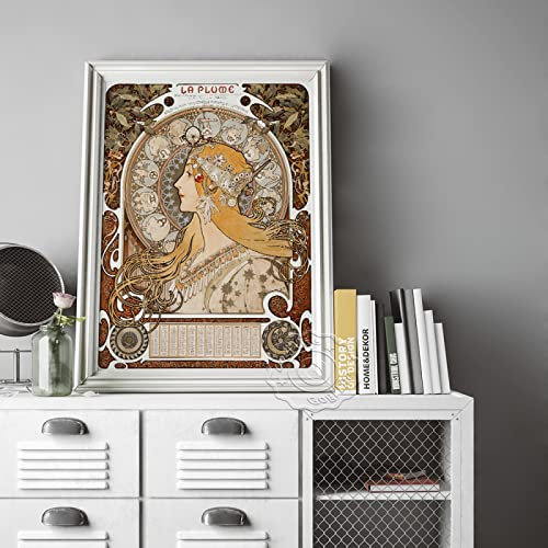 TANYANG Alfons Maria Mucha Ausstellung Museum Poster, Zodiac Vintage Kunstdrucke Poster, Würdevolles Elegantes Weibliches Porträt Wandbild 21X30Cm Kein Rahmen