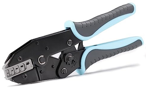 YMYP Crimpzange für offene Zylinderklemmen JST Molex TE Steckverbinder - 24-10 AWG (0,25-6 mm²) mit Drahtschneidebacke - Ratschendraht-Crimper