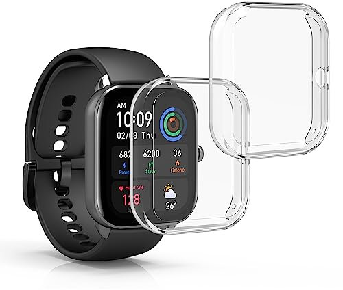 kwmobile 2X Schutzhülle kompatibel mit Huami Amazfit GTS 4 Mini Hülle - Fullbody Cover Set aus Silikon - Transparent
