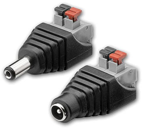 world-trading-net - DC-Steckerverbinder 5,5x2,1mm, 5mm Kontaktabstände, 2-Pin-Anschlussblock für schnelle Verdrahtung mit abisolierten Kabelenden