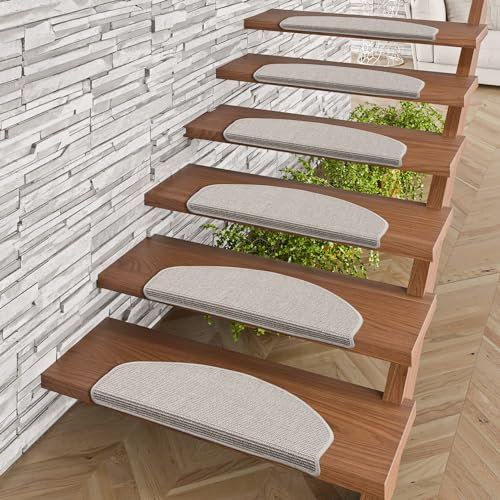 Snapstyle Natur Sisal Stufenmatte Halbrund Einfarbig, Größe/Ausführung/Menge:18x56 cm (halbrund) 15 Stck., Farbe:Grau