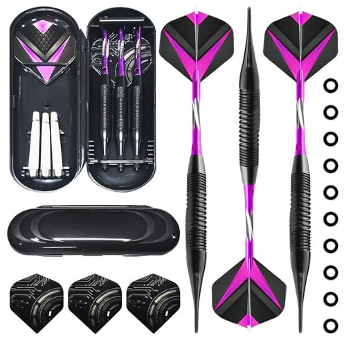 JTMKYO 1 Satz Darts mit Kunststoffspitzen, Soft-Dart-Set-Zubehör, Dart-Pfeile, elektronische Dart-Nadel, professionelle Soft-Darts (lila)