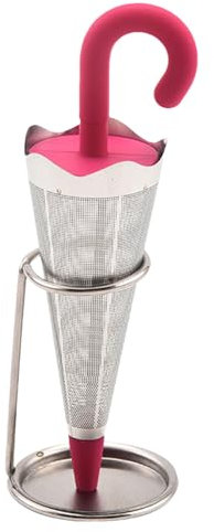 Besreey Teeei Regenschirm - Teesieb Regenschirm - Teesieb - Teefilter Silikon - Teeblätter Filter | Mit Feinem Netz, Regenschirmförmiger Teebereiter Aus Edelstahl, Grün/Rot/Grau/Blau, 4,5 X 13,5 cm