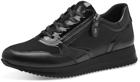 Jana Damen Sneaker flach mit Reißverschluss Vegan, Schwarz (Schwarz), 38 EU