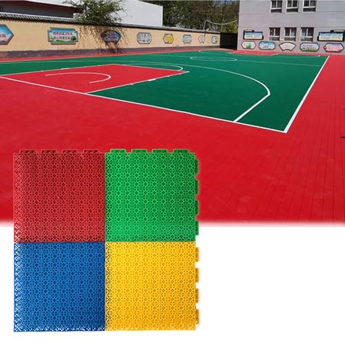 Outdoor Basketball Court Flooring Tiles, Waterproof Vented PP Splicing Modular Floor Tile for School Gym Playground Park, DIY Stitching Sports Mat 25CM (Color : Blue, Size : 10 piece)