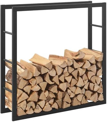 STADO® Kaminholzregal | Brennholzregal | Schwarz (100x100x25 cm)