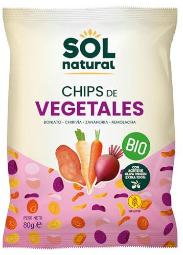 Chips de vegetales con aceite de oliva bio Sol Natural 80g.